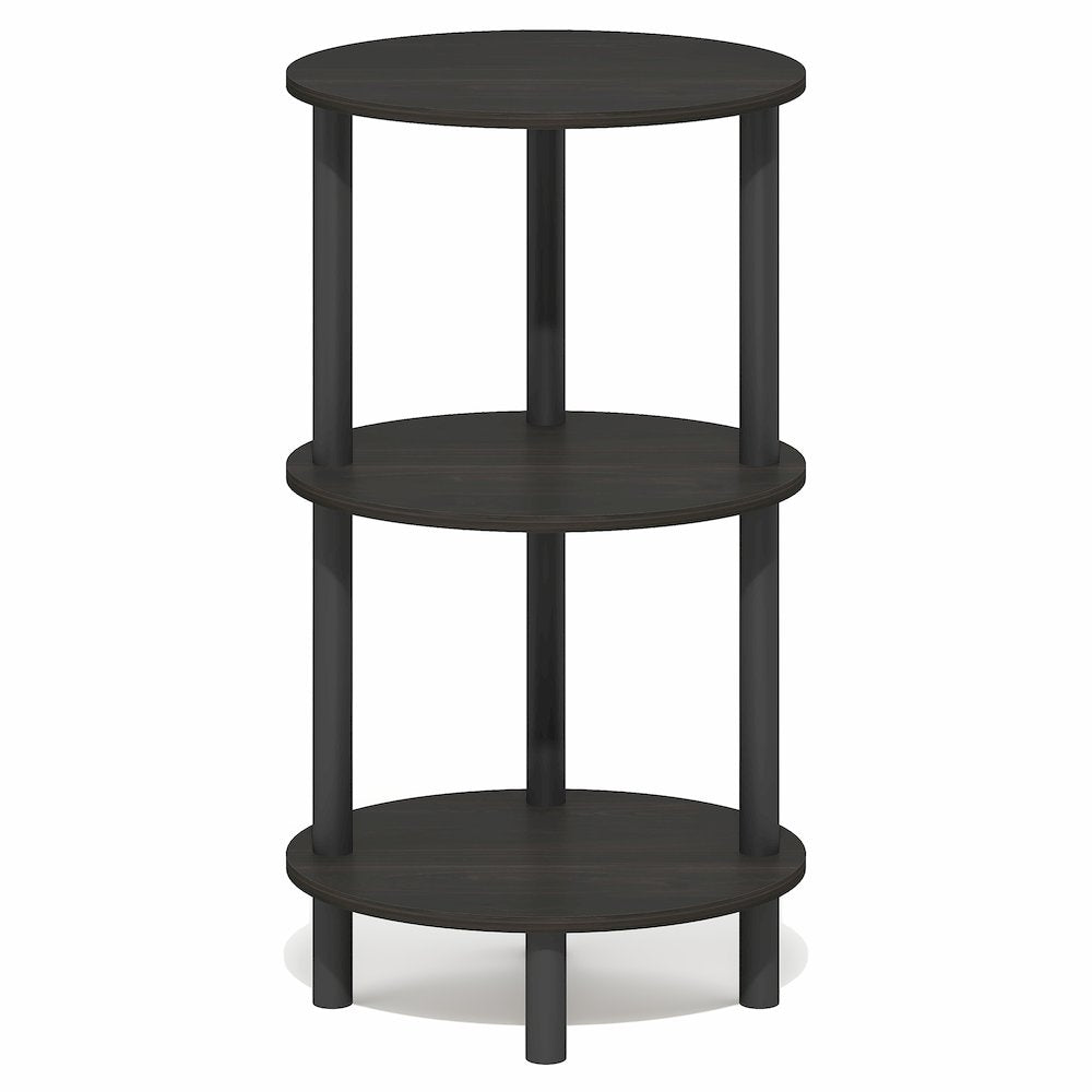3-Tier 27.6" Tall Oval Nightstand, Bedside Table with Open Shelving, Espresso