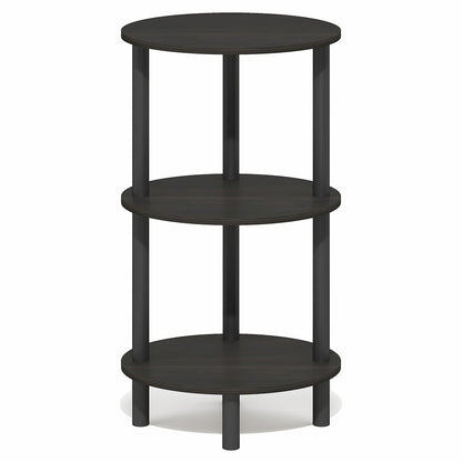 3-Tier 27.6" Tall Oval Nightstand, Bedside Table with Open Shelving, Espresso