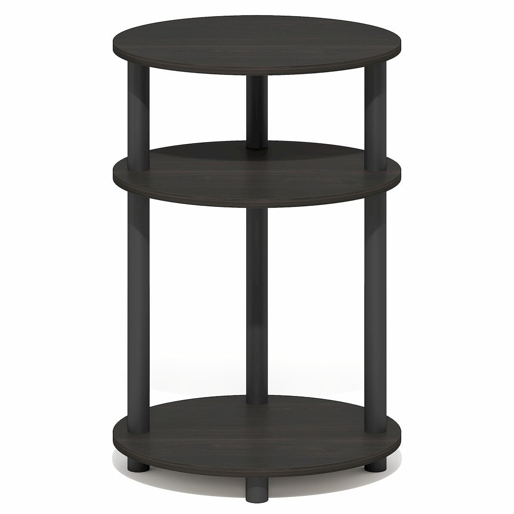 3-Tier 23" Oval Nightstand, Bedside Table with Open Shelving, Espresso
