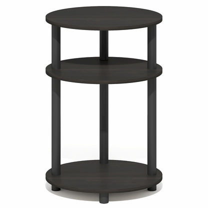 3-Tier 23" Oval Nightstand, Bedside Table with Open Shelving, Espresso