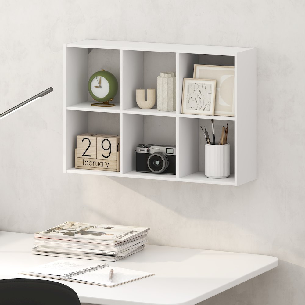 ROSSI 6-Cube Floating Shelves for Wall, Wall Mount Organizer, White