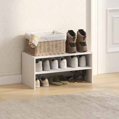 FANO Shoe Rack, 24-Inch Width Shoe Organizer, Stackable Shoe Storage, White