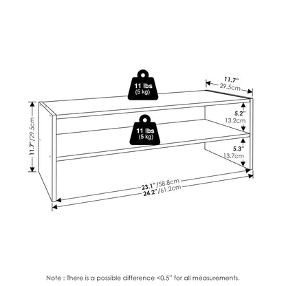 Shoe Rack, 24-Inch Width Shoe Organizer, Stackable Shoe Storage, Black Dark Oak