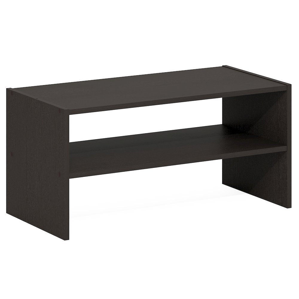 Shoe Rack, 24-Inch Width Shoe Organizer, Stackable Shoe Storage, Black Dark Oak