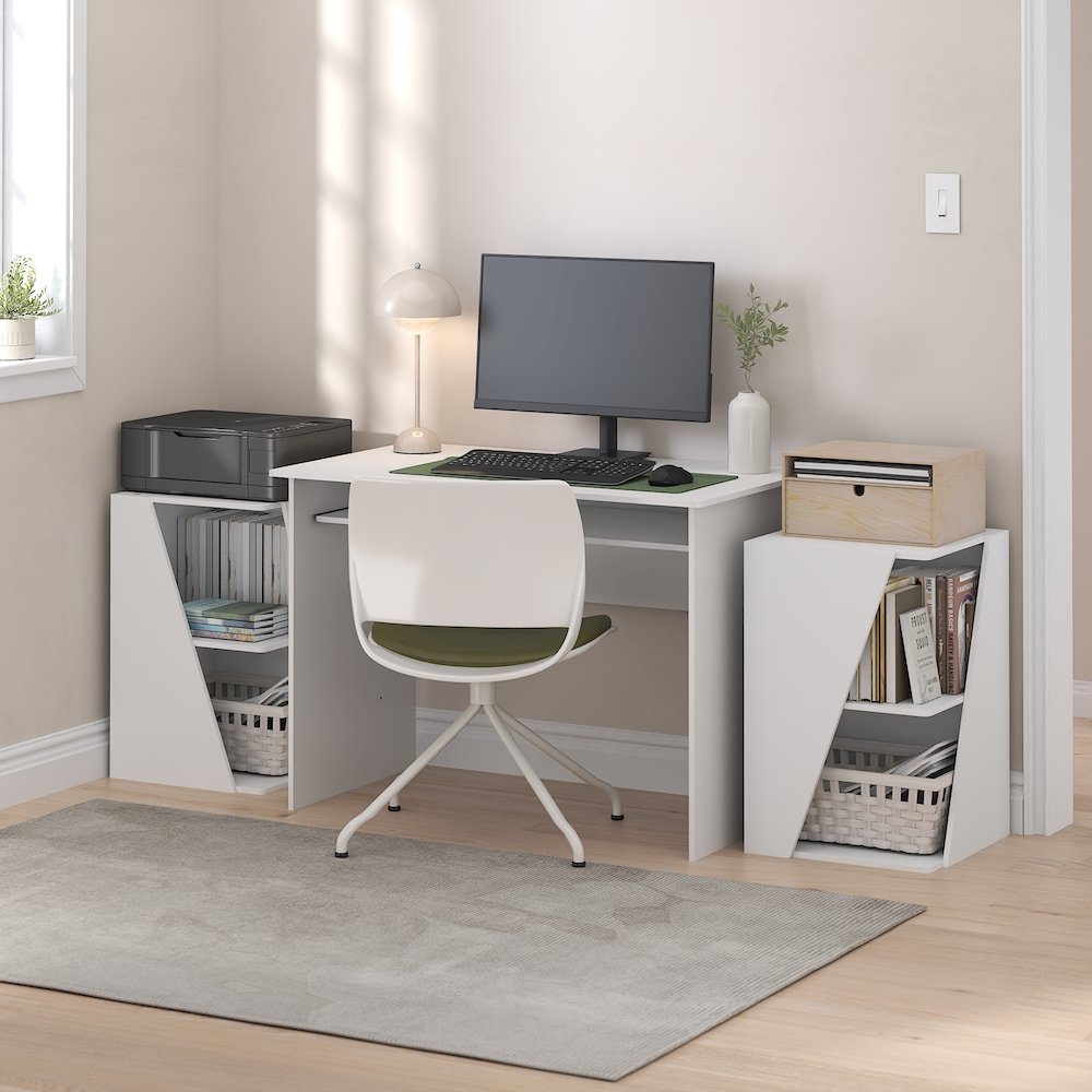 Stackable 2-in-1 Bookshelf, 4-Tier Corner Bookcase with Display Shelf