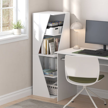 Stackable 2-in-1 Bookshelf, 4-Tier Corner Bookcase with Display Shelf