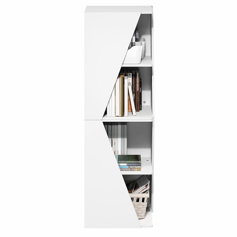 Stackable 2-in-1 Bookshelf, 4-Tier Corner Bookcase with Display Shelf