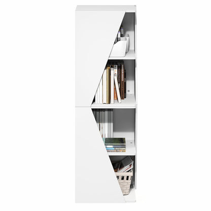 Stackable 2-in-1 Bookshelf, 4-Tier Corner Bookcase with Display Shelf