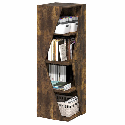 Stackable 2-in-1 Bookshelf, 4-Tier Corner Bookcase with Display Shelf