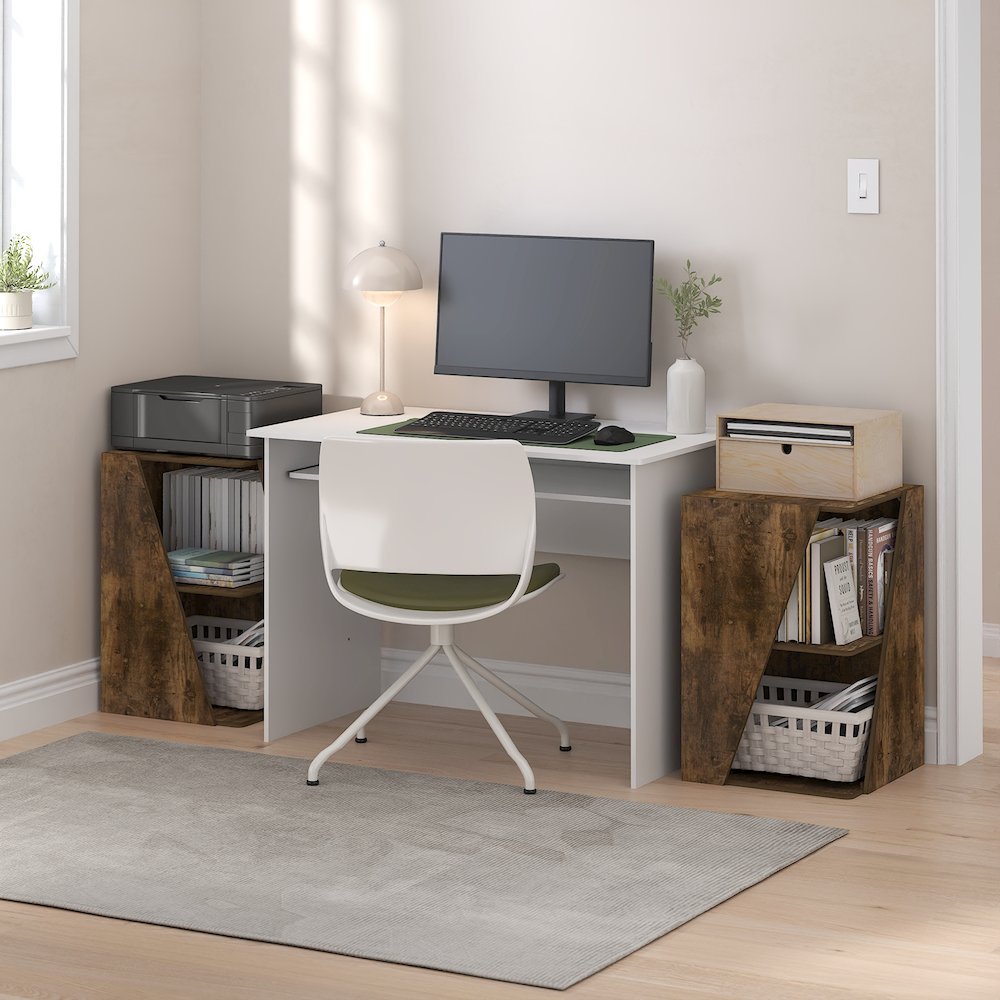 Stackable 2-in-1 Bookshelf, 4-Tier Corner Bookcase with Display Shelf