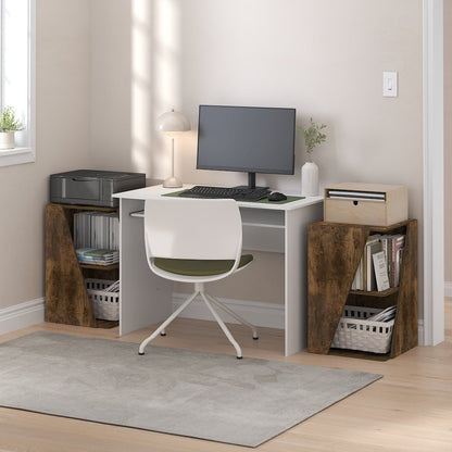 Stackable 2-in-1 Bookshelf, 4-Tier Corner Bookcase with Display Shelf