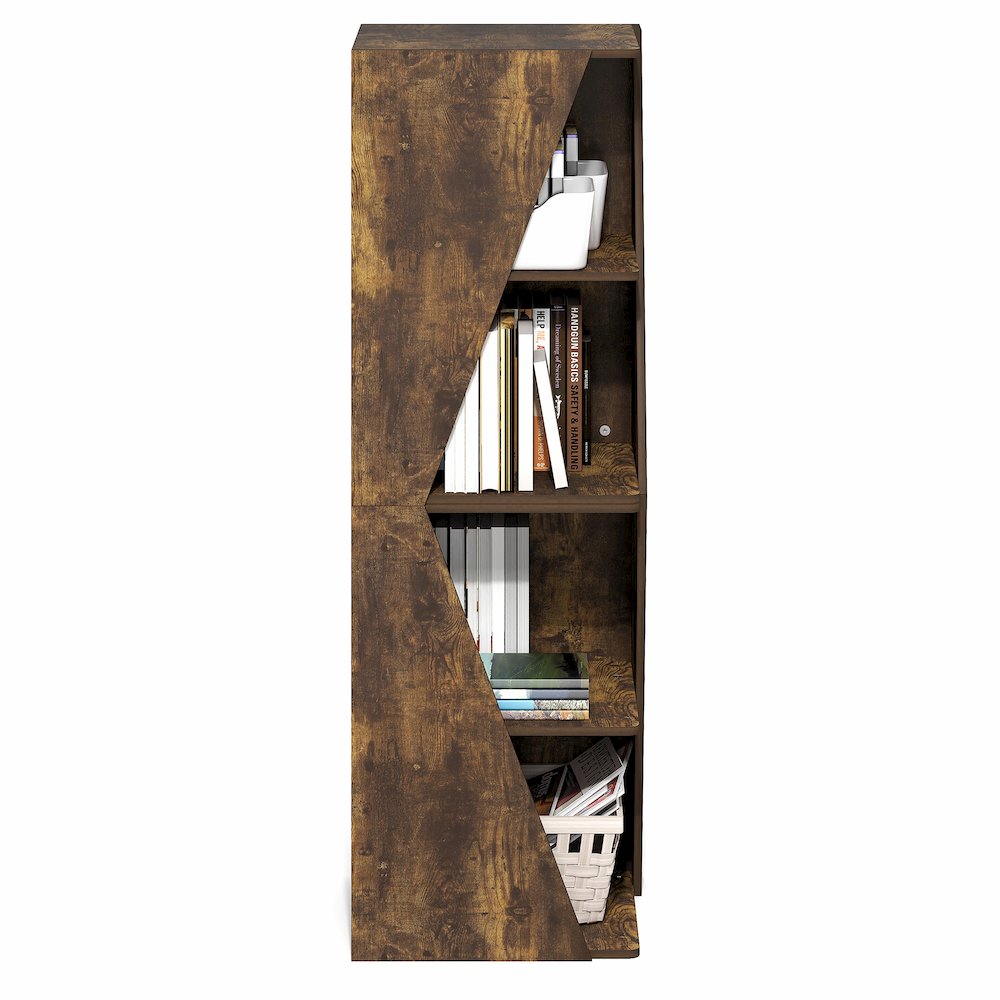 Stackable 2-in-1 Bookshelf, 4-Tier Corner Bookcase with Display Shelf