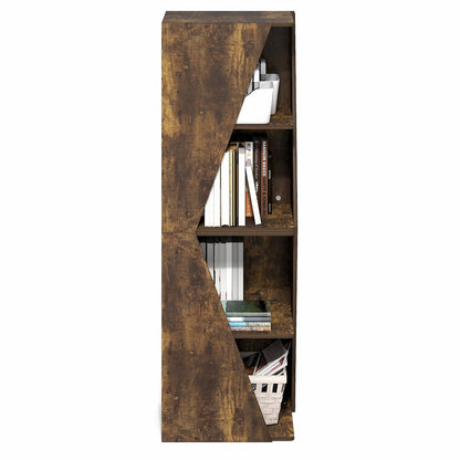Stackable 2-in-1 Bookshelf, 4-Tier Corner Bookcase with Display Shelf