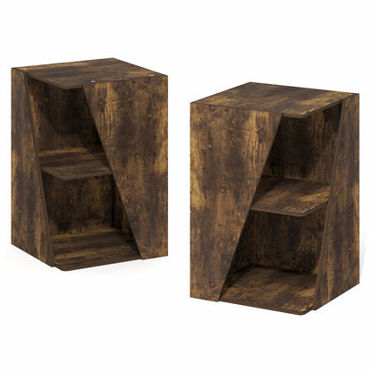 Stackable 2-in-1 Bookshelf, 4-Tier Corner Bookcase with Display Shelf
