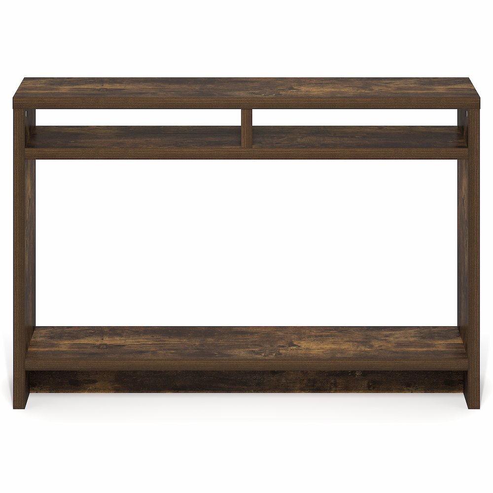 3-Tier Narrow Console Table with Extra Thick Frame and Storage Shelf, Amber Pine