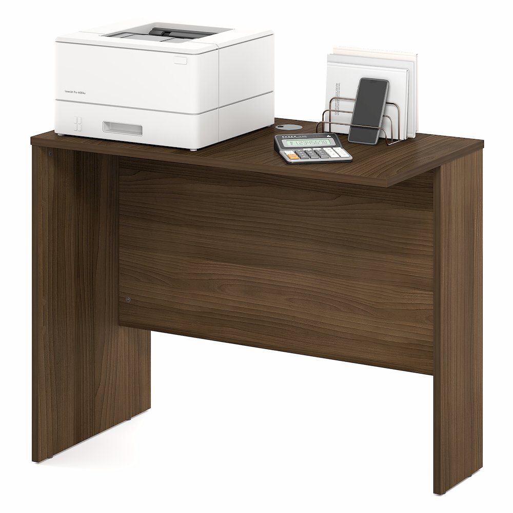 35 Inch Rectangular Desk Return for Executive Desk, Modern Walnut