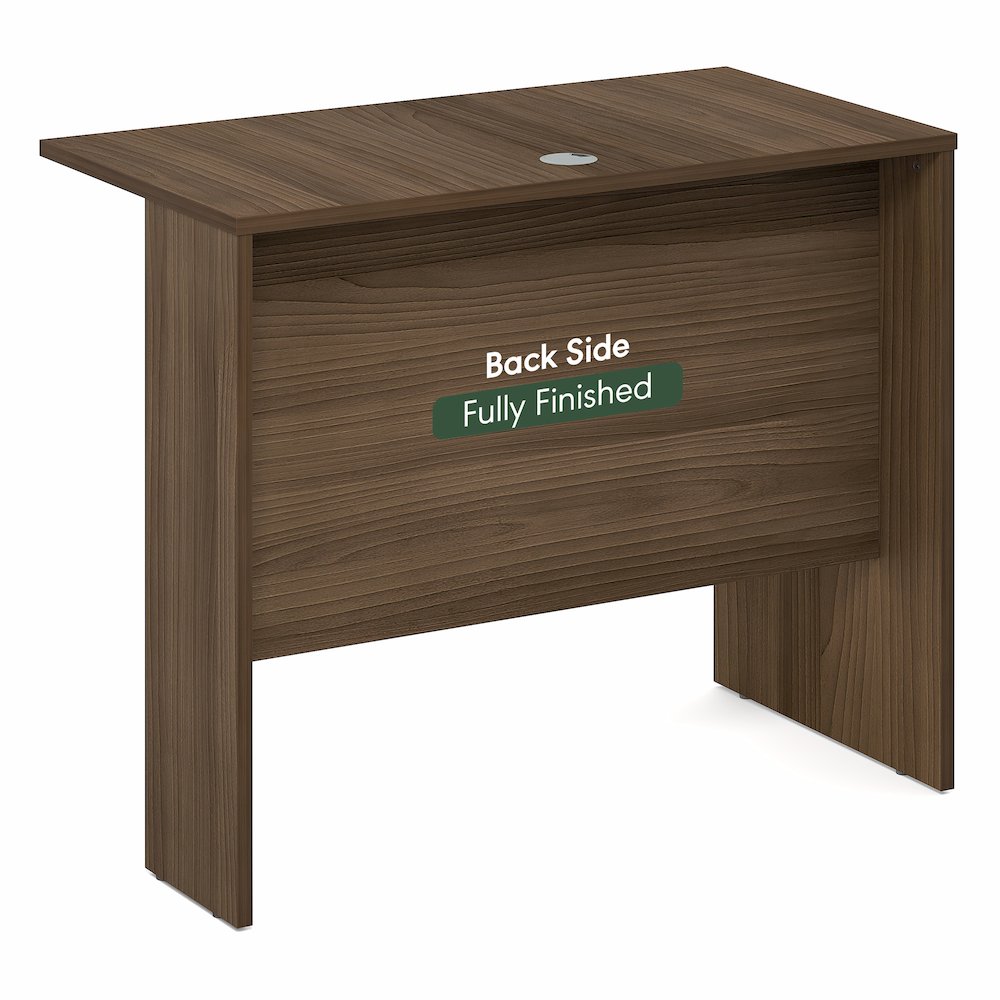 35 Inch Rectangular Desk Return for Executive Desk, Modern Walnut