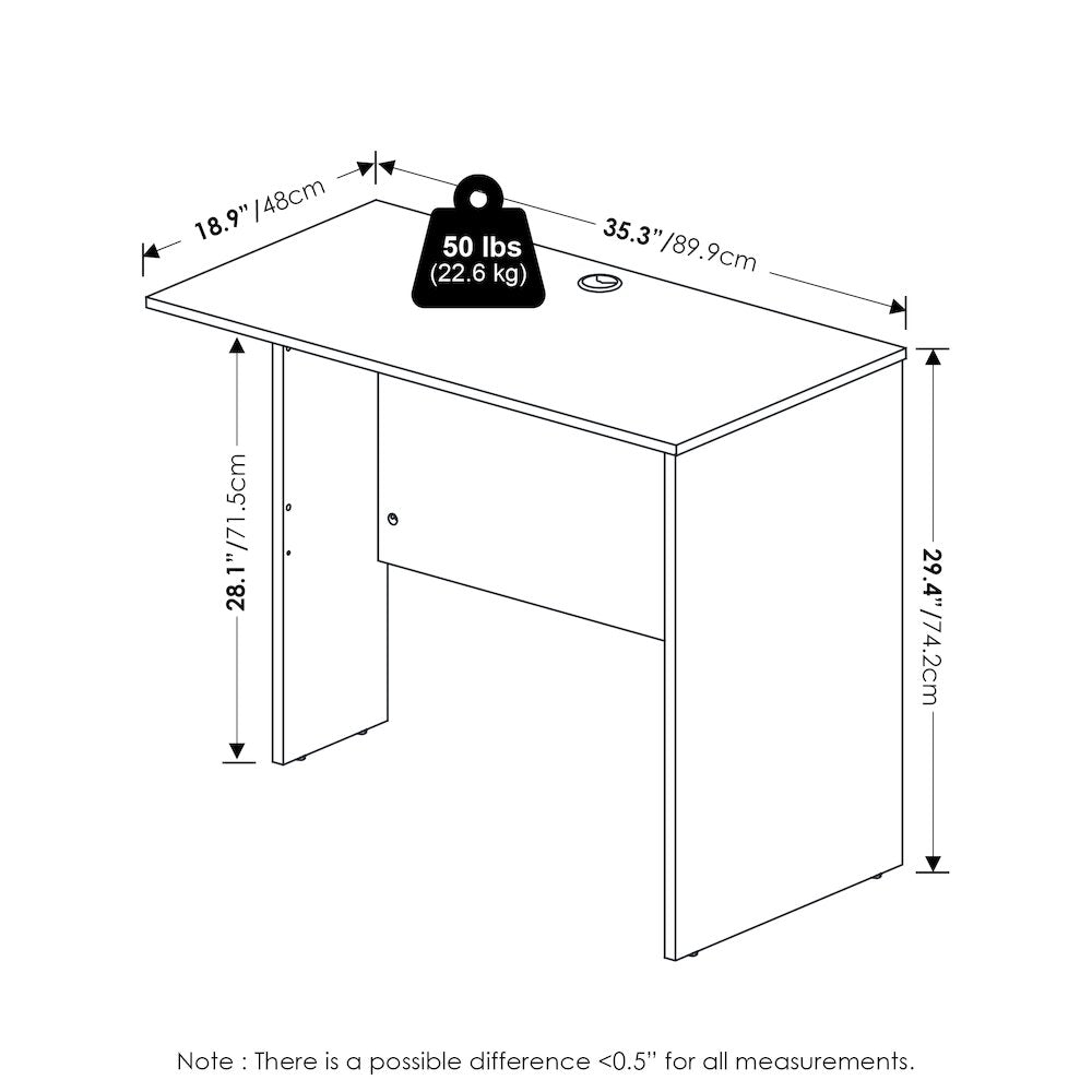 35 Inch Rectangular Desk Return for Executive Desk, Coastal Grey