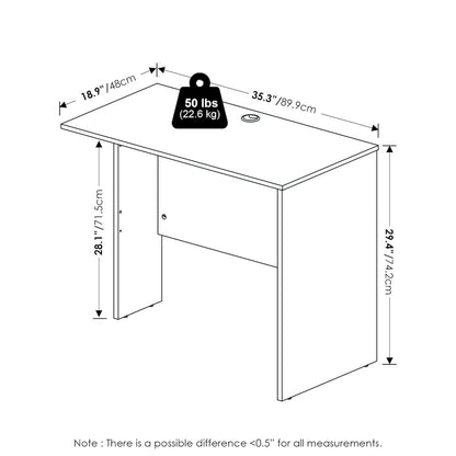35 Inch Rectangular Desk Return for Executive Desk, Coastal Grey