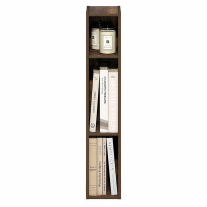 3-Tier Narrow Bookshelf, Bookcase with 6-In Width Storage Shelf, Amber Pine