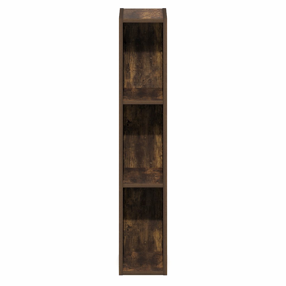 3-Tier Narrow Bookshelf, Bookcase with 6-In Width Storage Shelf, Amber Pine