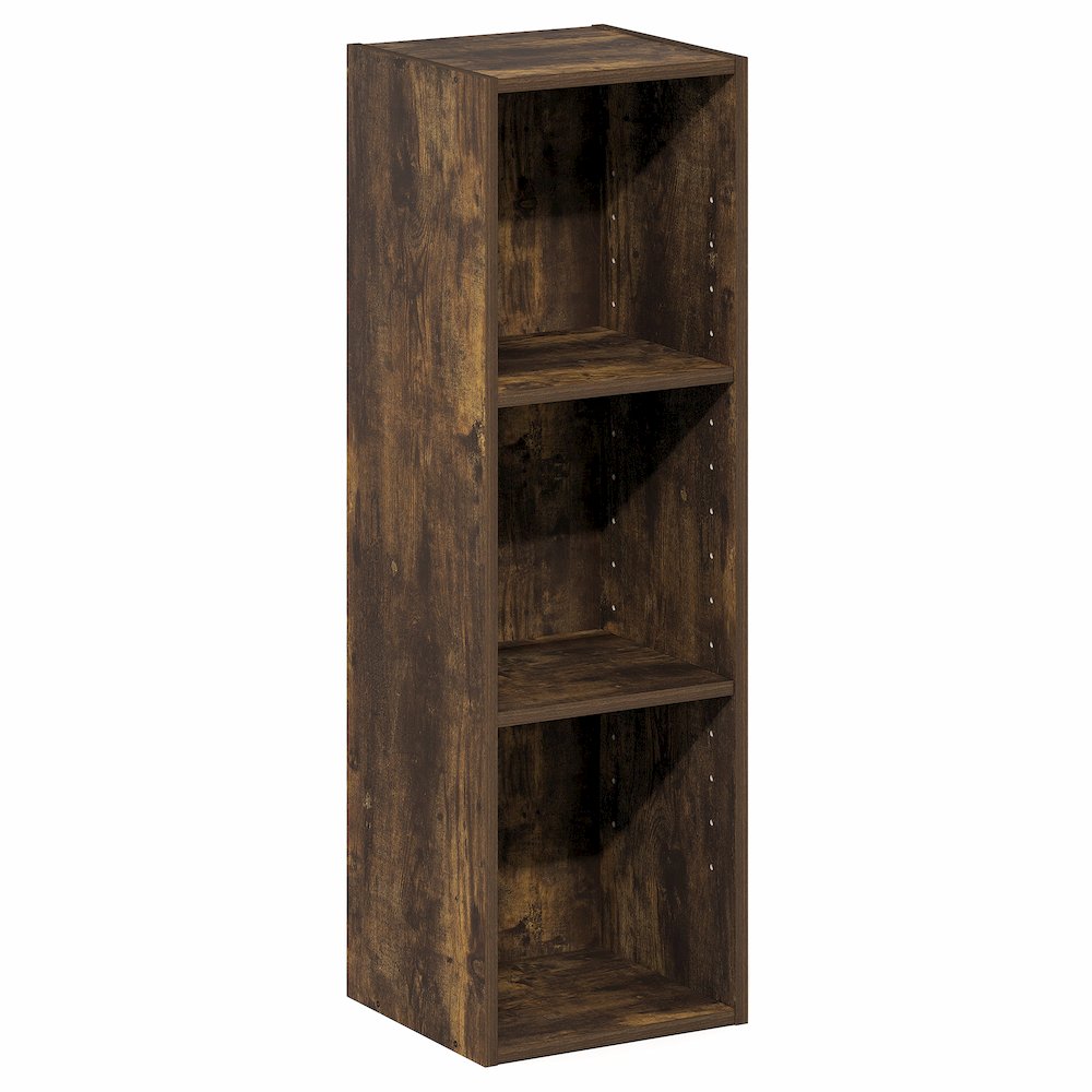 3-Tier Narrow Bookshelf, Bookcase with 10-In Width Storage Shelf, Amber Pine