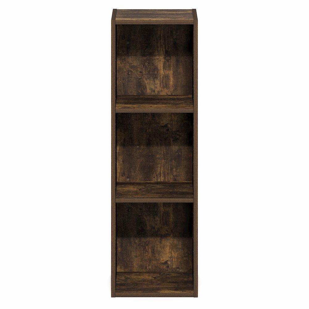 3-Tier Narrow Bookshelf, Bookcase with 10-In Width Storage Shelf, Amber Pine