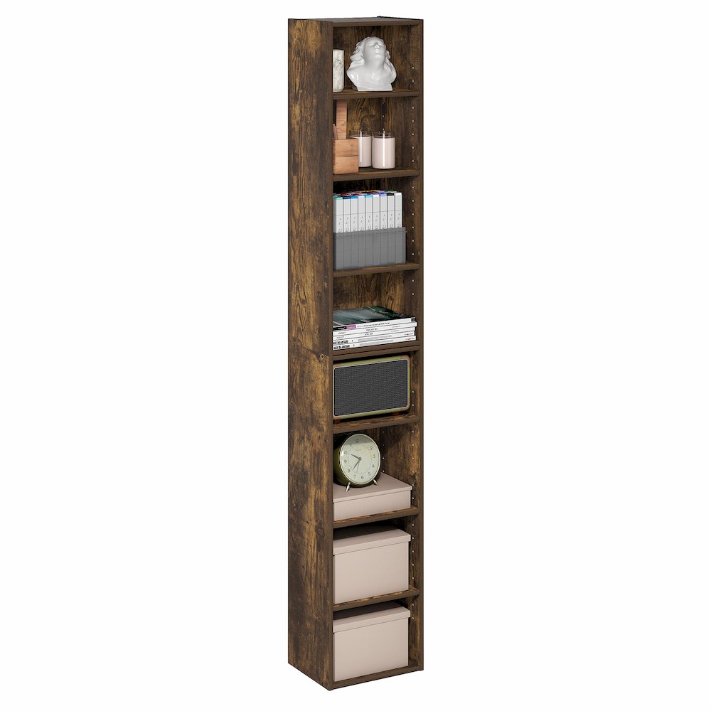 8-Tier Bookshelf, Bookcase with Open Shelf, Amber Pine