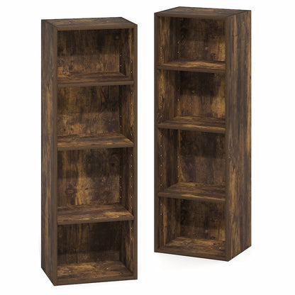 8-Tier Bookshelf, Bookcase with Open Shelf, Amber Pine