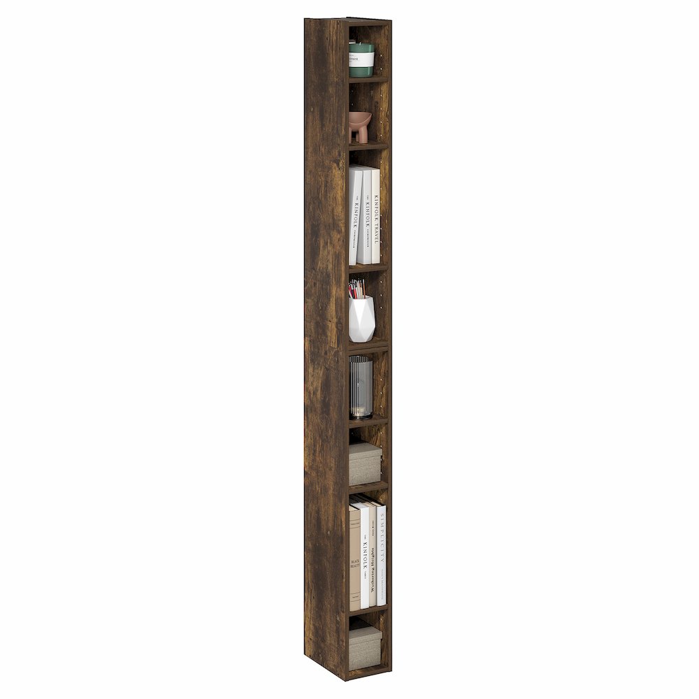 8-Tier Bookshelf, Bookcase with Space Saving Storage Shelf, Amber Pine