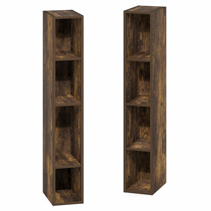 8-Tier Bookshelf, Bookcase with Space Saving Storage Shelf, Amber Pine