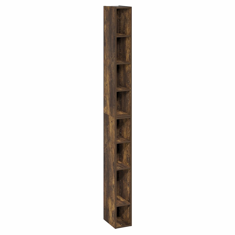 8-Tier Bookshelf, Bookcase with Space Saving Storage Shelf, Amber Pine