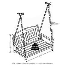 2-Seater Outdoor Hanging Wooden Swing with Chain in Teak Oil, Light Wood