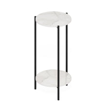 BESI Plant Stand Indoor Outdoor, 2-Tier Round, Marble White