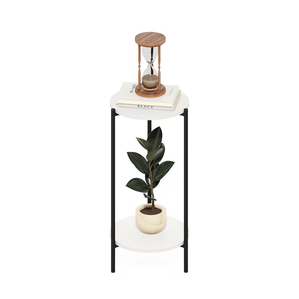 BESI Plant Stand Indoor Outdoor, 2-Tier Round, White