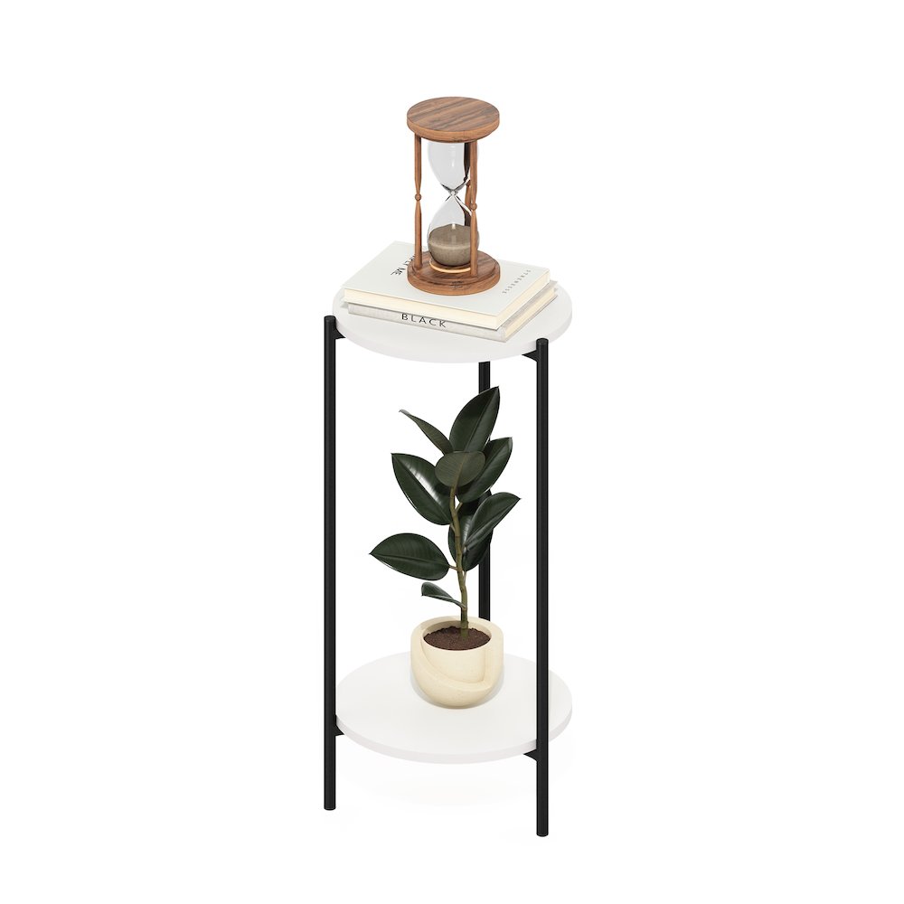 BESI Plant Stand Indoor Outdoor, 2-Tier Round, White