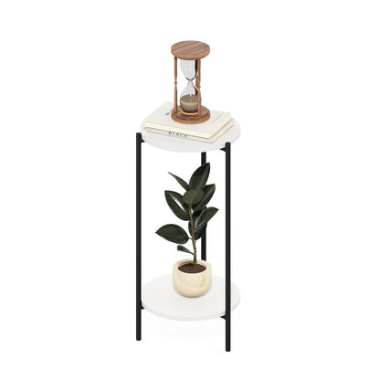 BESI Plant Stand Indoor Outdoor, 2-Tier Round, White