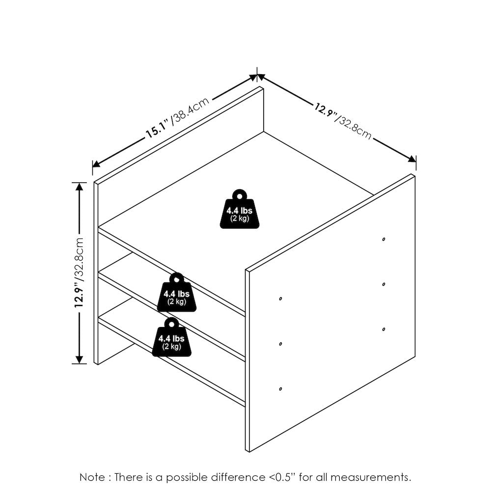 3-Shelf Cube Organizer, Fits into Furinno Triple Thick Cubes