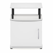 2-Tier Open Shelf End Table with Door Cabinet for Living Room, Bedroom, White