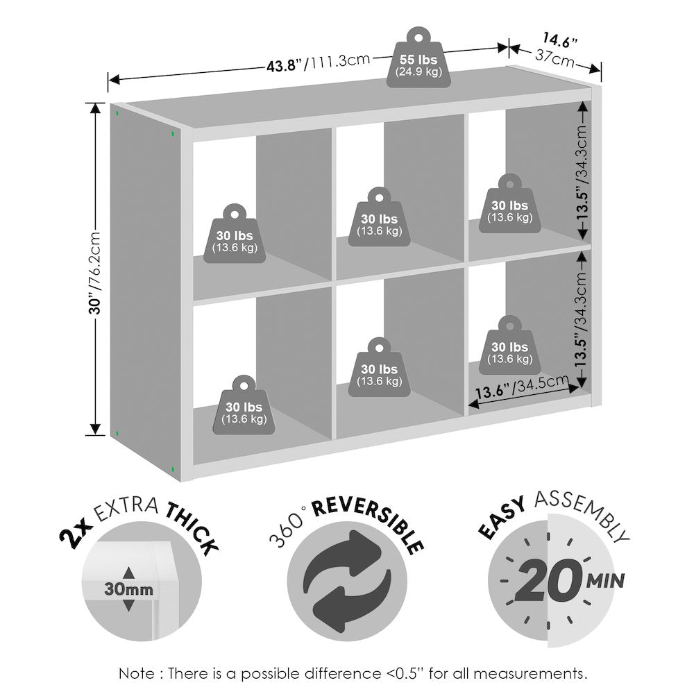 6-Cube Closet Organizer, Open Shelf Closet Storage, Extra Thick Frame