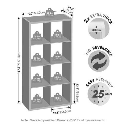 8-Cube Closet Organizer, Open Shelf Closet Storage, Extra Thick Frame