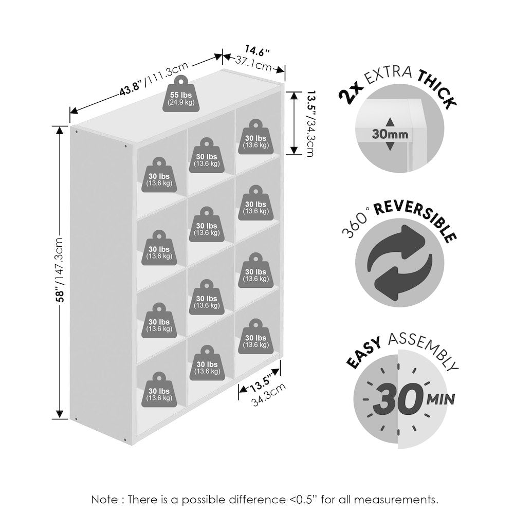 12-Cube Closet Organizer, Open Shelf Closet Storage, Extra Thick Frame