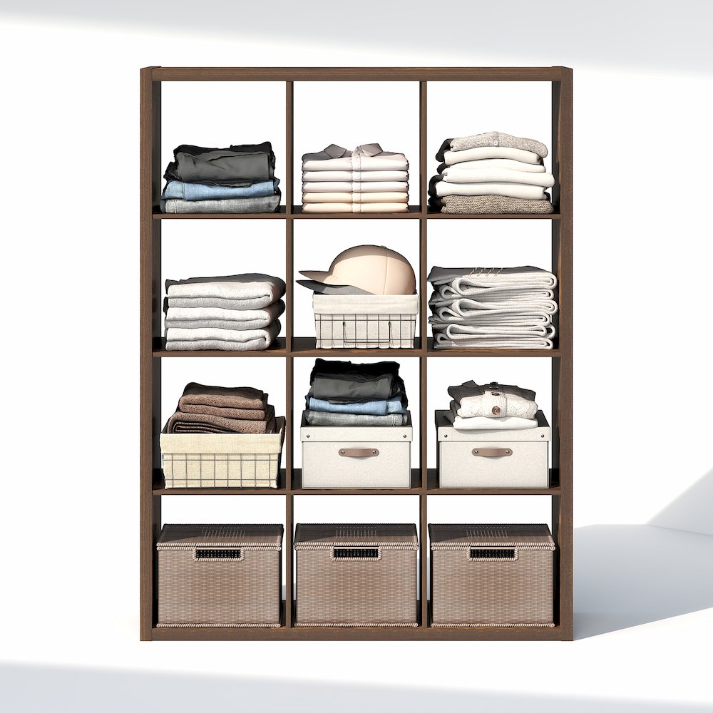 12-Cube Closet Organizer, Open Shelf Closet Storage, Extra Thick Frame