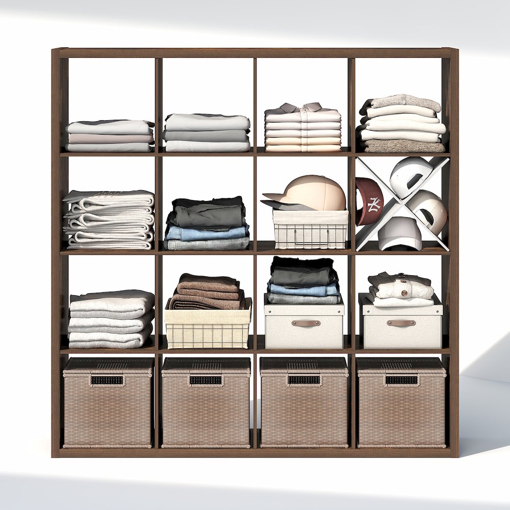 16-Cube Closet Organizer, Open Shelf Closet Storage, Extra Thick Frame