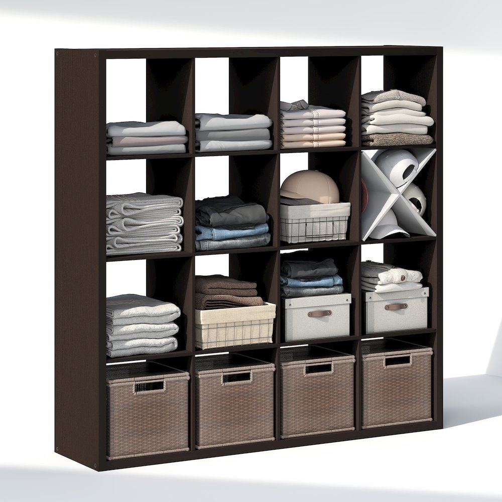 16-Cube Closet Organizer, Open Shelf Closet Storage, Extra Thick Frame