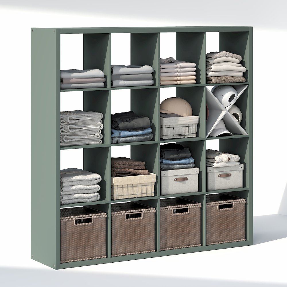 16-Cube Closet Organizer, Open Shelf Closet Storage, Extra Thick Frame