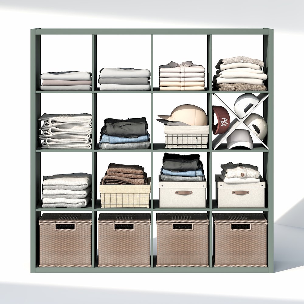 16-Cube Closet Organizer, Open Shelf Closet Storage, Extra Thick Frame