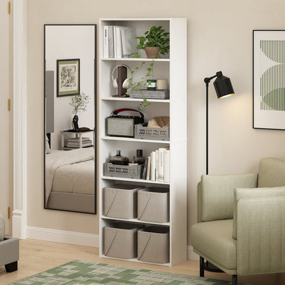 JAYA Book Shelf Set of 2, 6-Tier Bookshelf, Bookcase, White