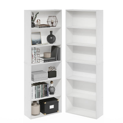 JAYA Book Shelf Set of 2, 6-Tier Bookshelf, Bookcase, White