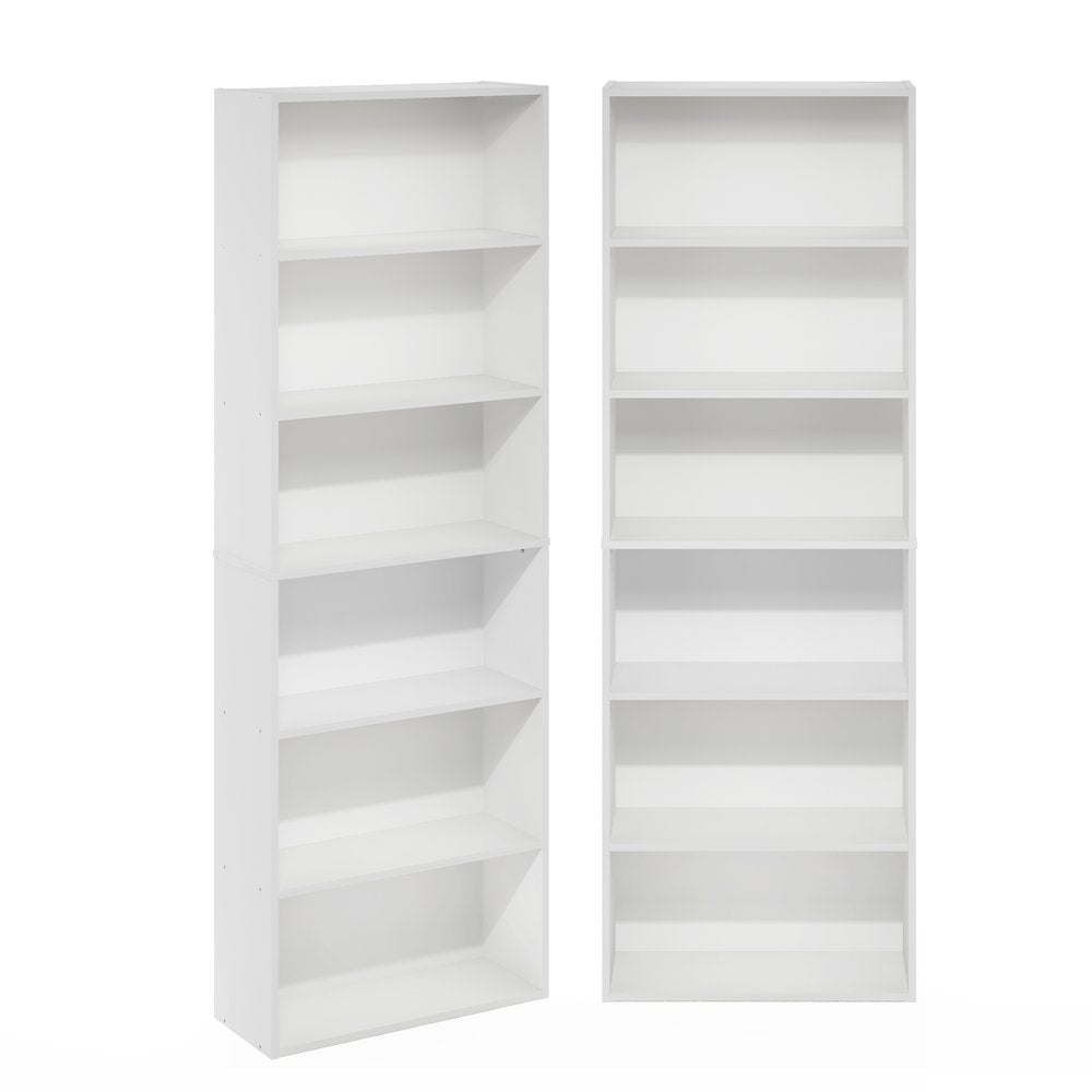 JAYA Book Shelf Set of 2, 6-Tier Bookshelf, Bookcase, White